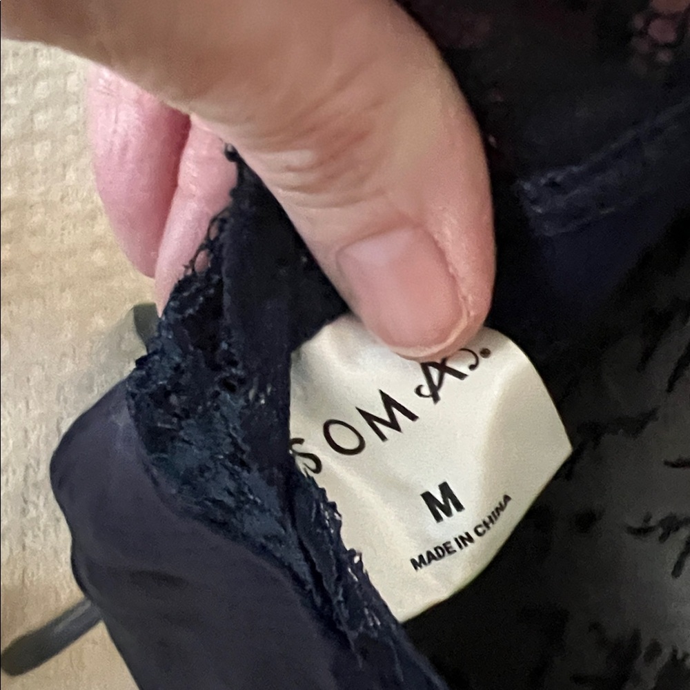 Soma Navy Blue Lace Trim Camisole - Picture 5 of 9